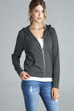 Long Sleeve Zipper French Terry Jacket W/ Kangaroo Pocket