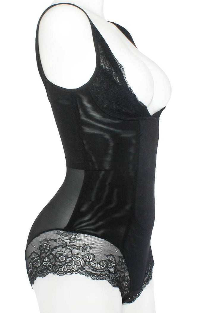 Mesh With Floral Lace Shapewear Bodysuit