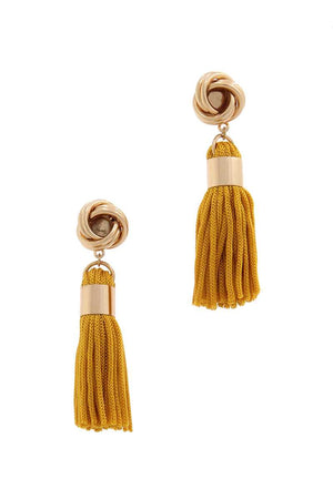 Knot Tassel Post Drop Earring