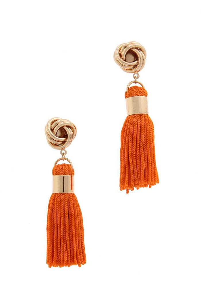 Knot Tassel Post Drop Earring