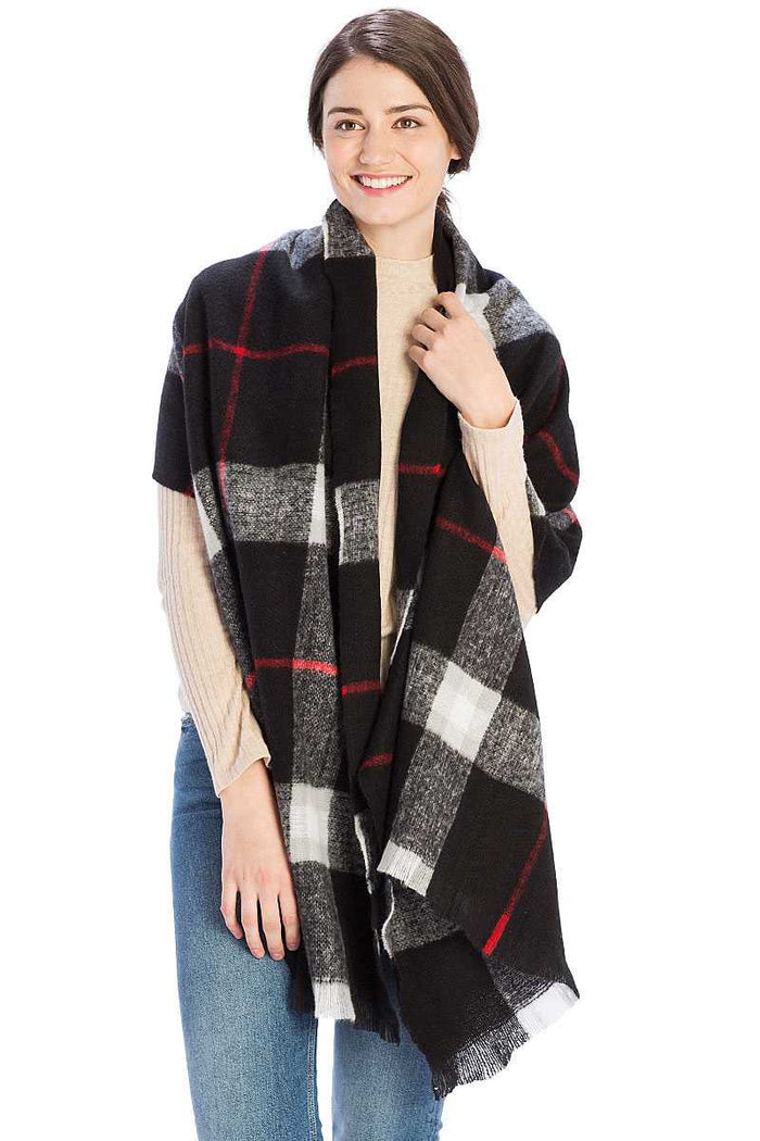 Checker Plaid Pattern Scarf