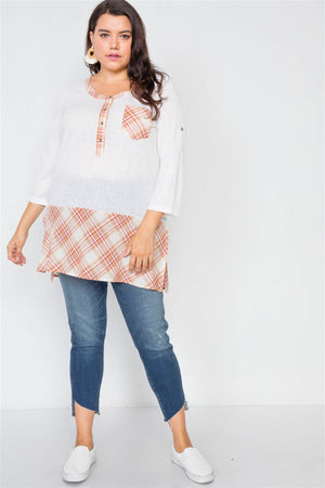 Plus Size Plaid Combo Plus Size Top