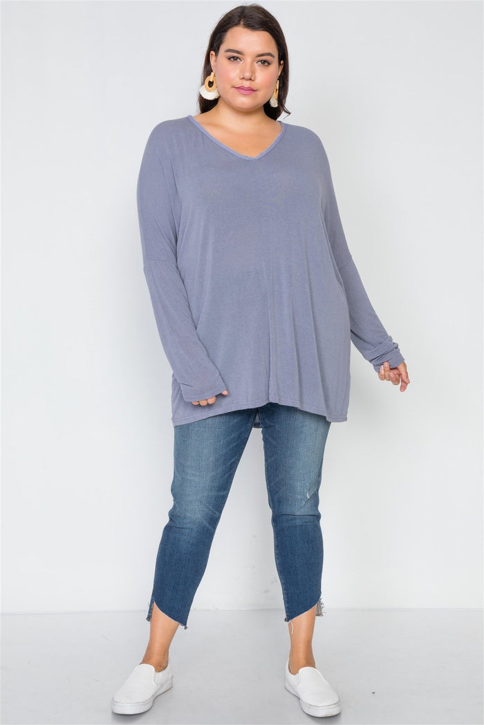 Plus Size Basic Over Sized Long Sleeve Top