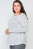 Plus Size Knit Long Sleeve Contrast Trim Top