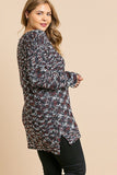 Multicolor Long Sleeve V-neck Soft Knit Pullover Tunic Sweater