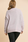 Long Sleeve Cable Knit Mock Neck Pullover Sweater