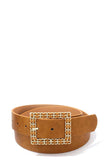 Square Shape Metal Buckle Pu Leather Belt