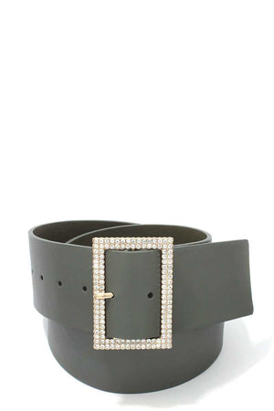 Rhinestone Buckle Pu Leather Belt