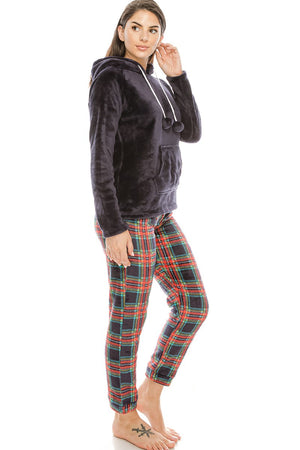 2pc Flannel Pj Set W/ Hoodie