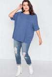 Plus Size Batwing Short Sleeve Drop-shoulder Top