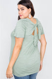 Plus Size Cut Out Back Bow Short Sleeve Top