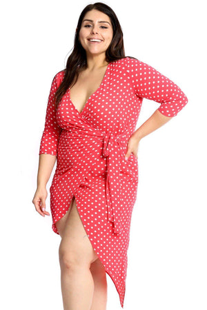 Polka Dots Chiffon Wrap Dress