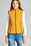 Faux Shearling Lined Quilted Padding Vest