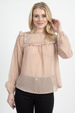 Sheer Swiss Dot Ruffle Top