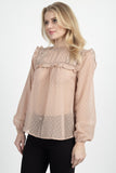 Sheer Swiss Dot Ruffle Top