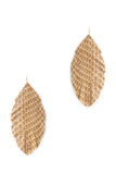 Trendy Genuine Leather Animal Skin Textured Leaf Drop Earring