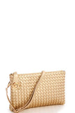 Fashion Cute Trendy Woven Clutch Crossbody Bag With Two Straps