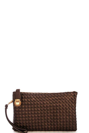 Fashion Cute Trendy Woven Clutch Crossbody Bag With Two Straps