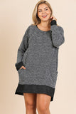 Heathered Knit Long Sleeve Round Neck Dress