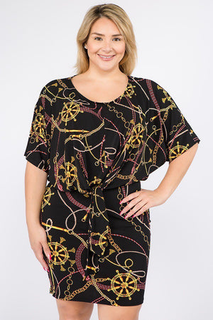 Plus Size Multi Color Print Short Sleeve Dress