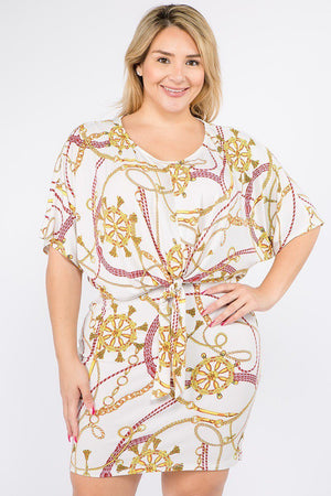 Plus Size Multi Color Print Short Sleeve Dress