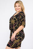 Plus Size Multi Color Print Short Sleeve Dress