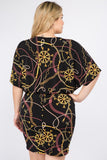 Plus Size Multi Color Print Short Sleeve Dress