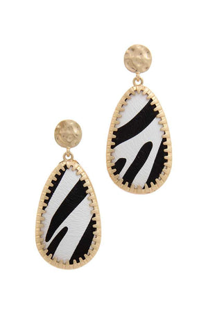 Animal Pattern Teardrop Shape Post Drop Earring