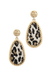 Animal Pattern Teardrop Shape Post Drop Earring