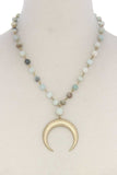 Crescent Moon Beaded Short Necklace