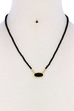 Fashion Beaded Oval Pendant Necklace And Earring Set