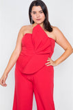 Plus Size Tailored Frill Wide Leg Sleeveless Cocktail Jumpsuit