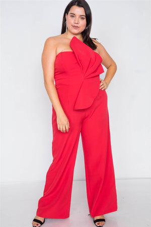 Plus Size Tailored Frill Wide Leg Sleeveless Cocktail Jumpsuit