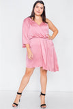 Plus Size  Silk One Shoulder Mini Dress