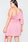 Plus Size  Silk One Shoulder Mini Dress