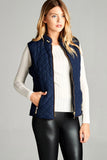 Faux Shearling Lined Quilted Padding Vest