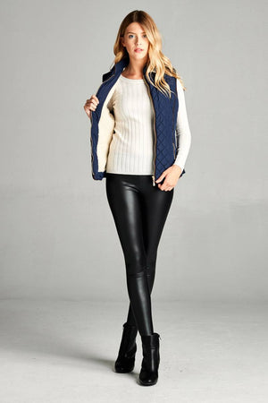 Faux Shearling Lined Quilted Padding Vest