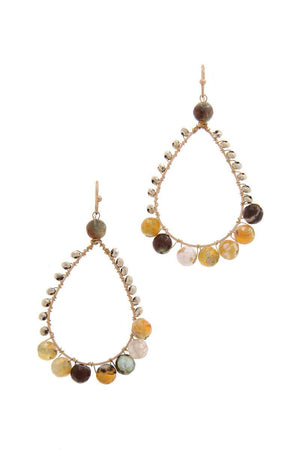 Teardrop Shape Beaded Drop Earring