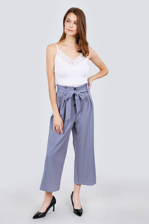 Button Down Paperbag Cullote Stripe Pants