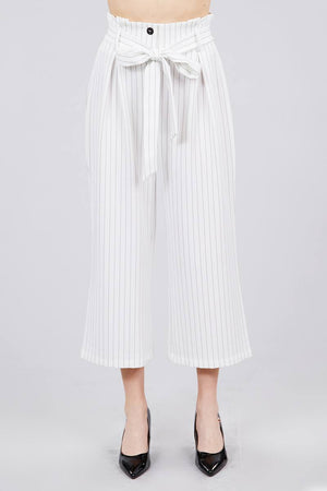 Button Down Paperbag Cullote Stripe Pants