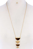 Two Tone Half Circle Pendant Necklace