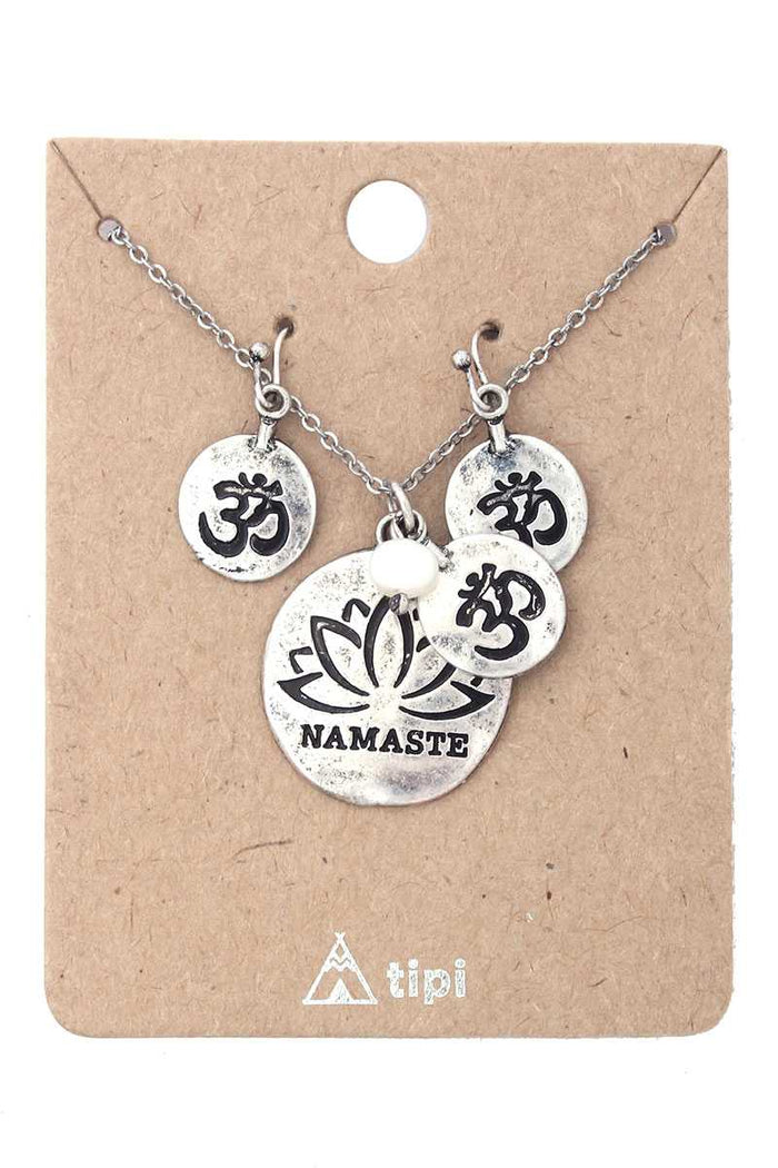 Namaste Engraved Pendant Necklace