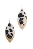 Animal Print Metal Pointed Oval Drop Earring