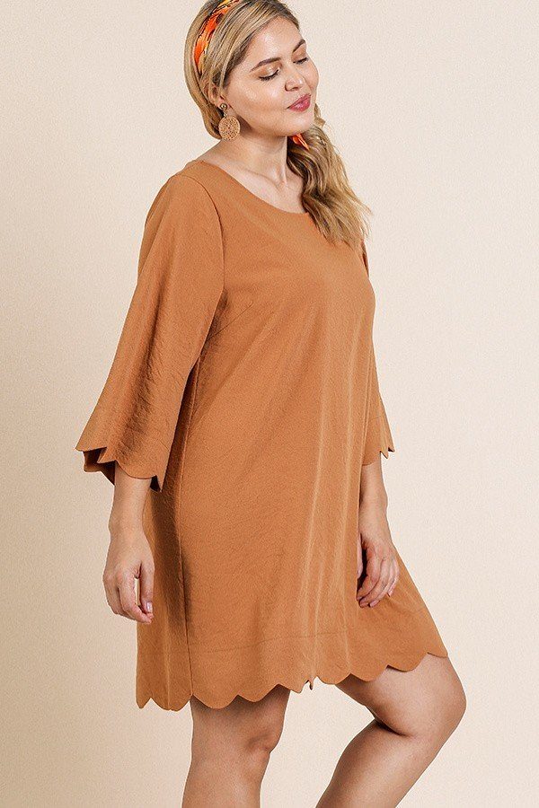 3/4 Sleeve Round Neck Dress