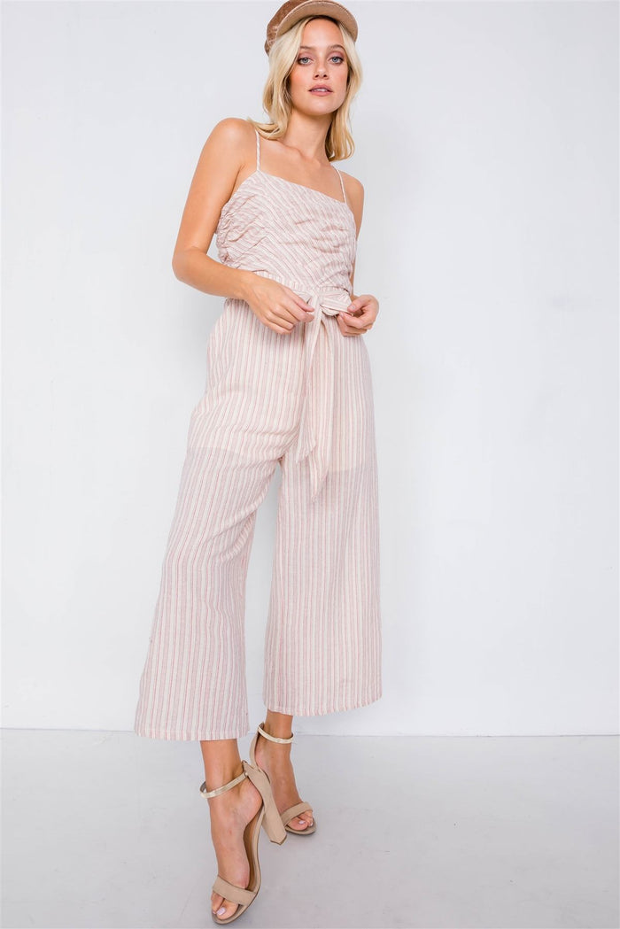 Spaghetti Strap Striped Jumpsuit