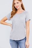 Short Raglan Sleeve Round Neck W/pocket Rayon Spandex Top