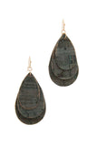 Cork Teardrop Shape Layered Drop Earring