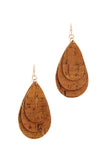 Cork Teardrop Shape Layered Drop Earring