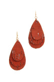 Cork Teardrop Shape Layered Drop Earring