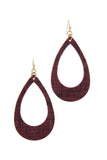 Cut Out Cork Teardrop Shape Drop Earring